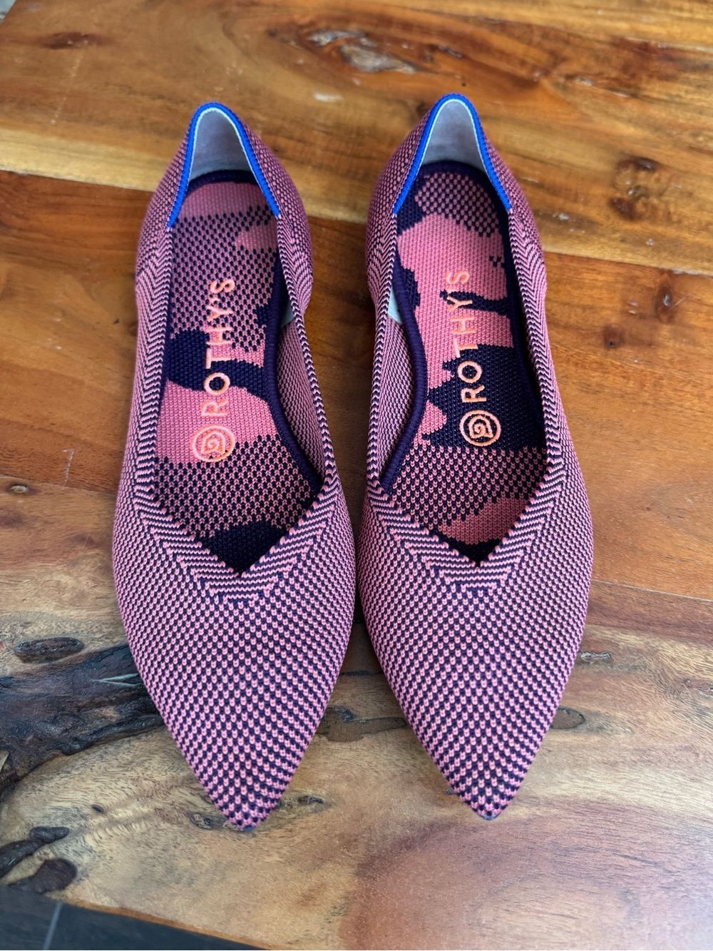 Rothy's The Point Wild Orchid Camo Pointed Toe Knit Flats Shoes Women's Size 7.5